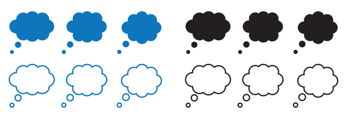 Thought bubble icon set. Thought bubble solid and line style. eps file.