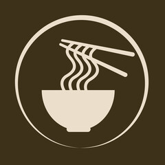 Food icon logo cup with noodles.