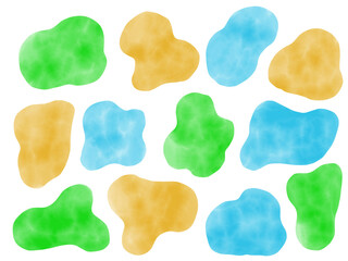 手描きあしらいセット　流体シェイプ　水彩