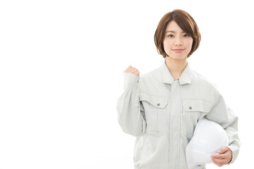 若い女性　作業着
