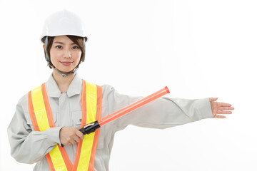 若い女性　土木作業員