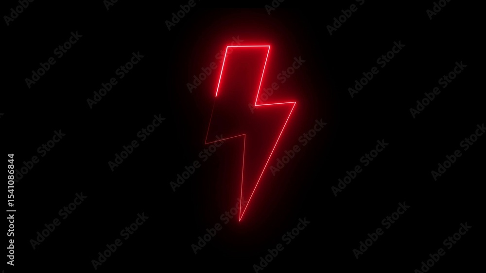 Poster neon red lightning bolt symbol against a dark backdrop representing energy power and speed in a futu