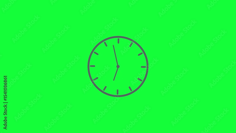 Poster simple clock icon illustration with minimalist design on a bright green background for time manageme