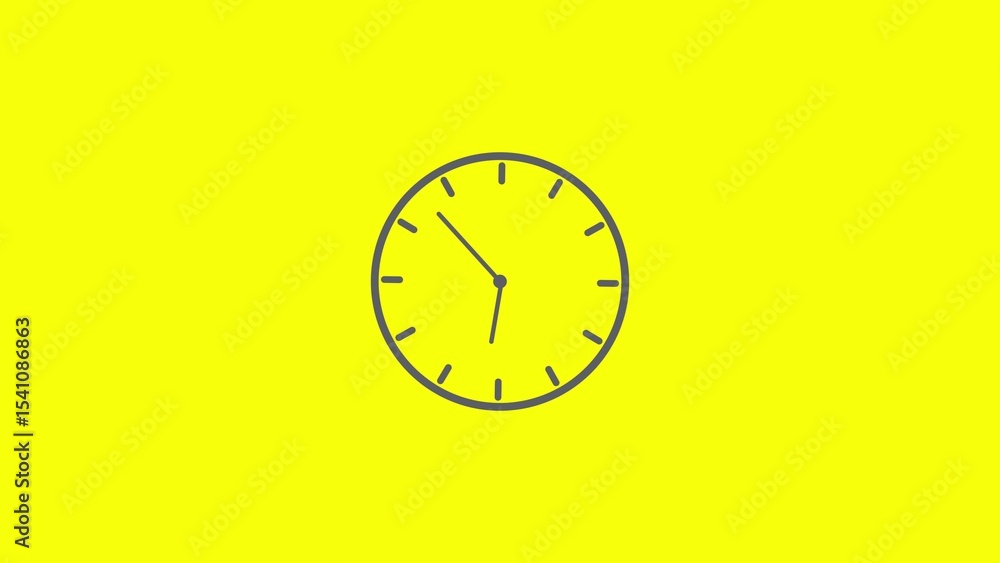 Poster a simple minimalist clock on a bright yellow background depicting time concept design for business a