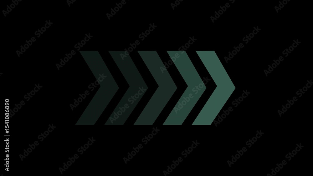 Poster abstract arrow design in gradient shades on a black background illustrating directional movement and