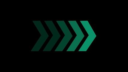 Green chevron arrows pointing right directional graphic element on black background for design concepts.