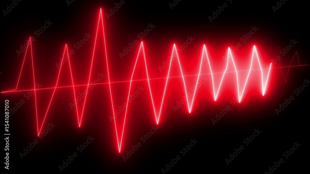 Aufkleber dynamic red pulse waveform on black background illustrating signals and medical concepts suitable fo