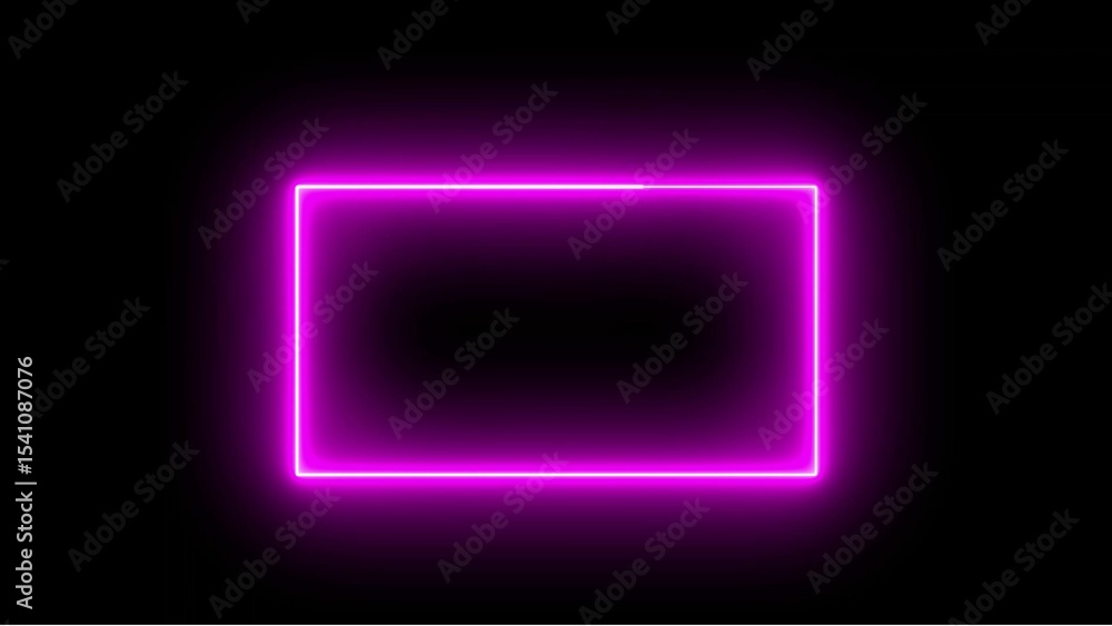 Poster glowing neon pink rectangle frame against a black background perfect for adding a modern edge to gra