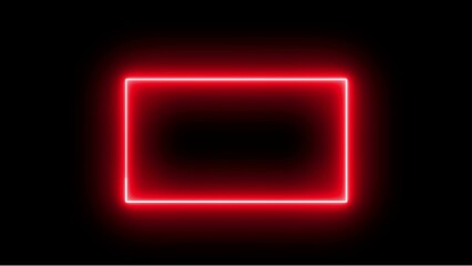 Glowing red rectangle neon light on black background suitable for abstract designs and futuristic visuals