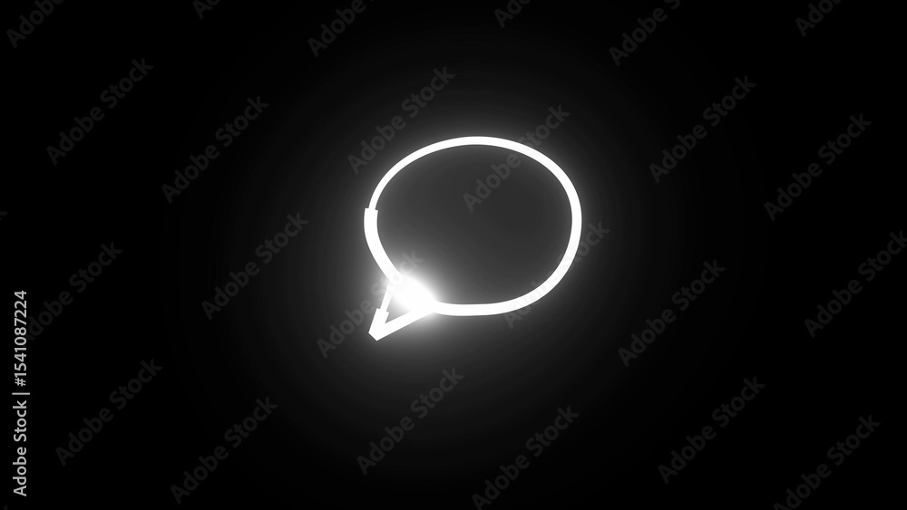 Poster illuminated speech bubble concept on black background communication symbol representing dialogue inf