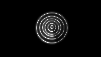 Glowing concentric circles against black background creating abstract geometric shapes for creative digital design