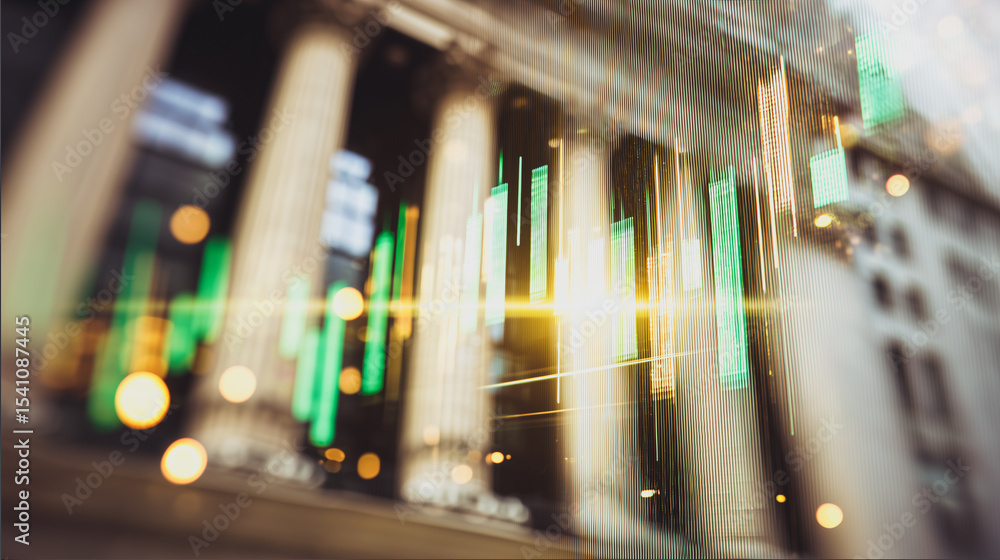 Poster financial institution: an image shows a grand financial institution's building with classical archit