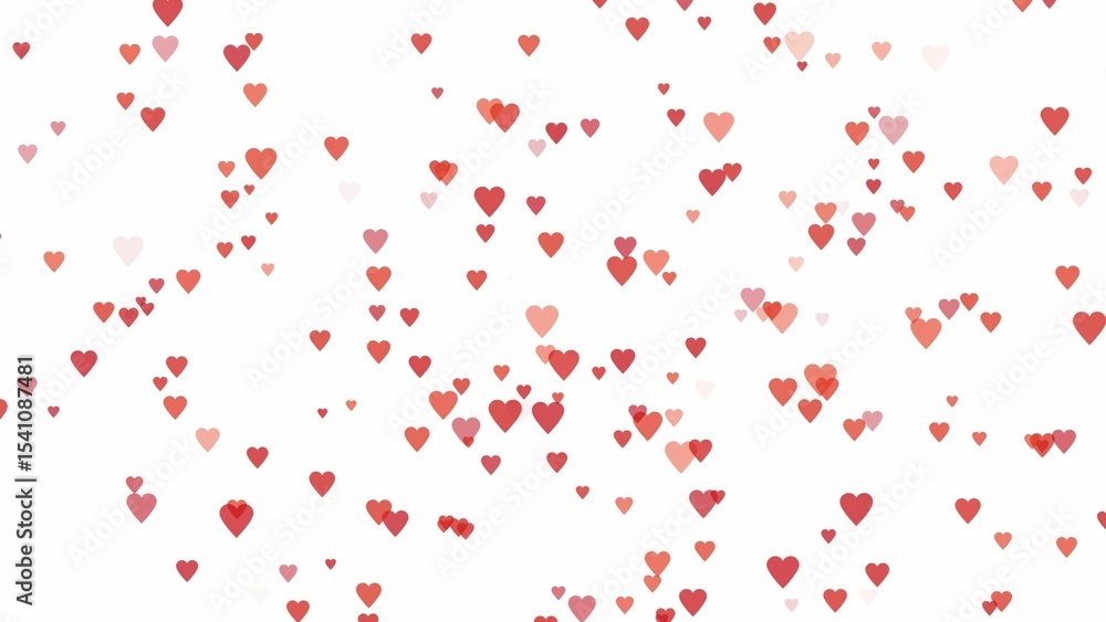 Poster a romantic background of floating red hearts in various sizes on a white backdrop ideal for valentin