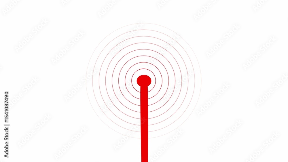Aufkleber abstract red antenna with circular signal radiating outward symbolizing wireless communication and b