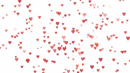 A romantic background of floating red hearts in various sizes on a white backdrop ideal for valentine's day or love-themed concepts