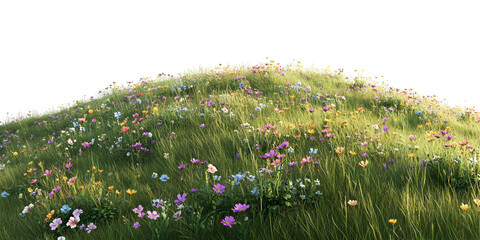 Vibrant meadow landscape featuring colorful wildflowers against a black background