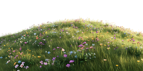 Vibrant meadow landscape featuring colorful wildflowers against a black background
