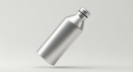 Sleek Silver Aluminum Water Bottle Mockup Perfect for Branding and Design