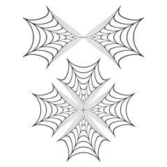 Spiderweb vector element. Geometric web shape. Symmetrical abstract design. Thin black lines.