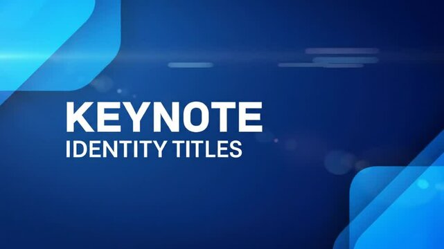 Dynamic keynote identity title sequence with blue geometric shapes and lens flares