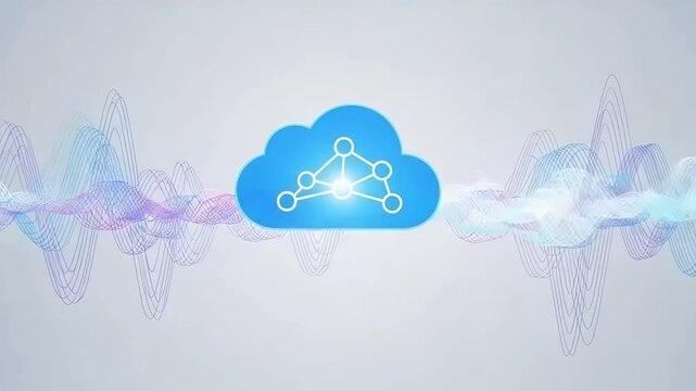 Cloud computing graphic with abstract waves