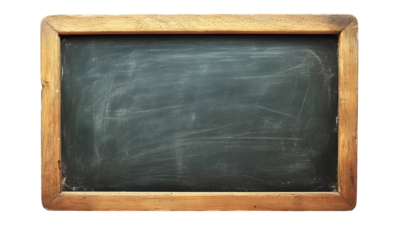Vintage chalkboard with wooden frame and traces of chalk on a black background