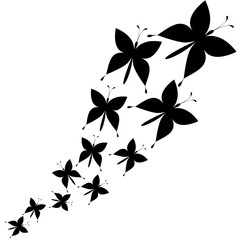 Vector illustration of black butterfly pattern, flying in a beautiful group.