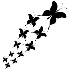 Vector illustration of black butterfly pattern, flying in a beautiful group.