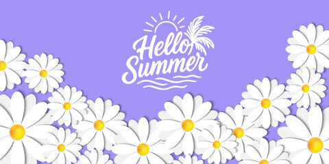 Set of Minimalist summer background with palm leaves. Tropical summer leaf shadow design. spring cards with daisy flowers, Summer sale banner. poster, card, cover for ads promo,web post with copyspace