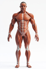 Anatomical diagram of male human muscles in frontal view