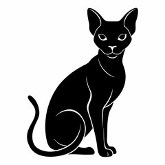 simple silhouette black Sphynx cat vector icon on a whaite backround