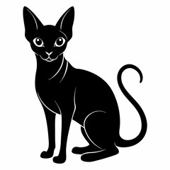 simple silhouette black Sphynx cat vector icon on a whaite backround