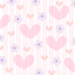 Cute pattern vector illustration of pastel flower hearts.