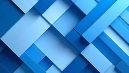 青の幾何学模様のイラスト。3D。立体的なブロックスタイル。Blue geometric illustration. 3D. Three-dimensional block style.