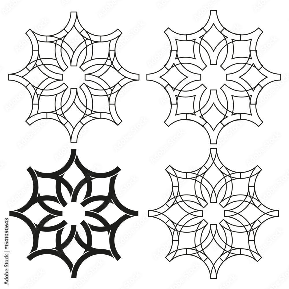 Poster geometric star icon. mesh patterned figure. abstract decorative form. symmetry vector shape.