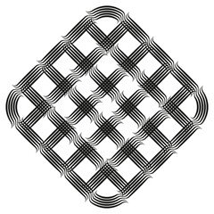 Diagonal grid structure. Abstract woven pattern. Optical black element. Vector mesh shape.