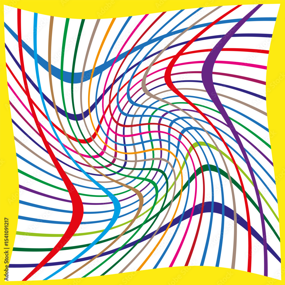 Poster abstract line waves. colorful curved stripes. dynamic flow pattern. vector graphic design.
