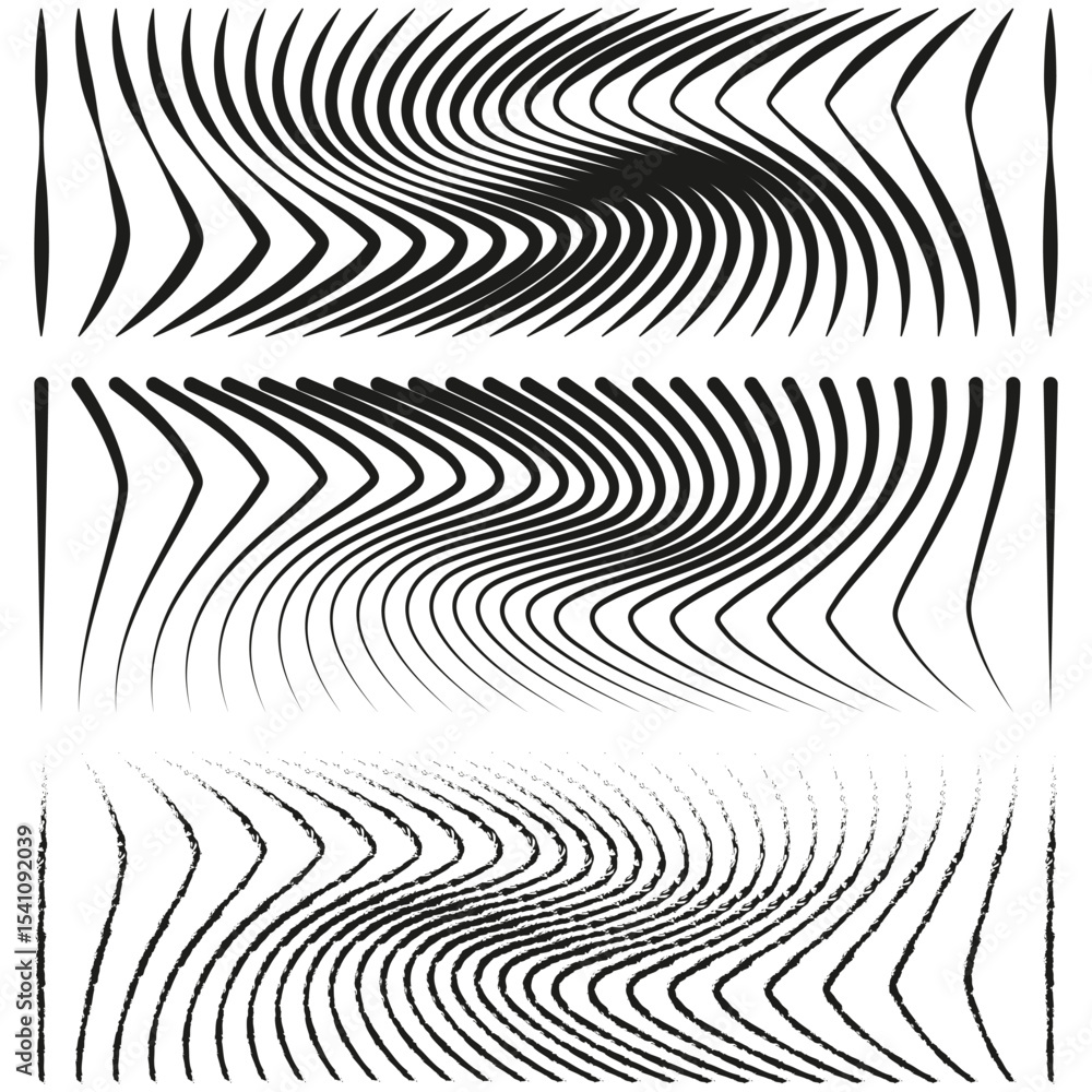 Poster wavy line icon. black white vector. abstract stripe pattern. optical illusion shape