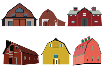 Norwegian house set vector illustration on isolated white background