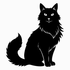 simple silhouette only black colorMaine Coon cat vector icon on a whaite backround