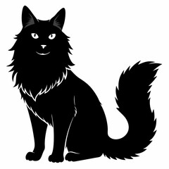 simple silhouette only black colorMaine Coon cat vector icon on a whaite backround