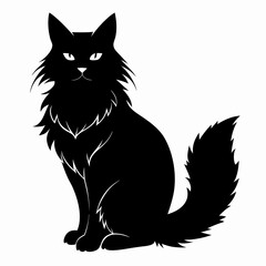 simple silhouette only black colorMaine Coon cat vector icon on a whaite backround