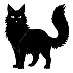 simple silhouette only black colorMaine Coon cat vector icon on a whaite backround