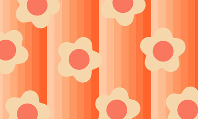Vector illustration of a cute colorful floral pattern in orange tones.