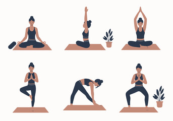 Yoga Poses Set: Vector Illustration for Wellness & Fitness