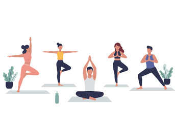 Yoga Class Vector Illustration: Wellness and Balance