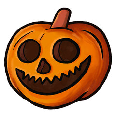 Jack-O'-Lantern Halloween Pumpkin Spooky Illustration for Fall Decoration and Trick-or-Treat Design