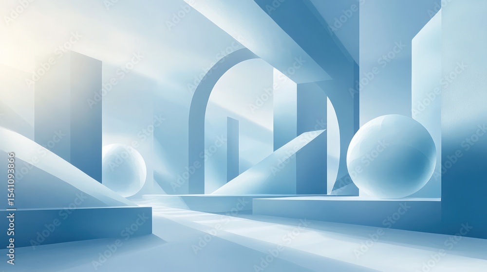 Poster abstract geometric light-filled architecture. use digital art for showcasing products
