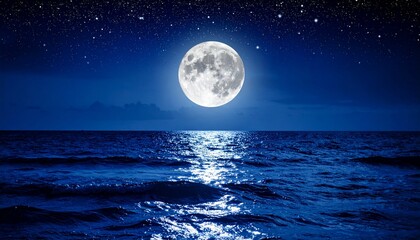 full moon over sea