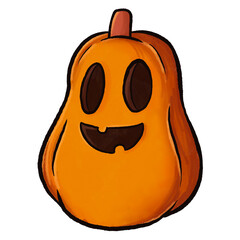 Jack-O'-Lantern Halloween Pumpkin Spooky Illustration for Fall Decoration and Trick-or-Treat Design
